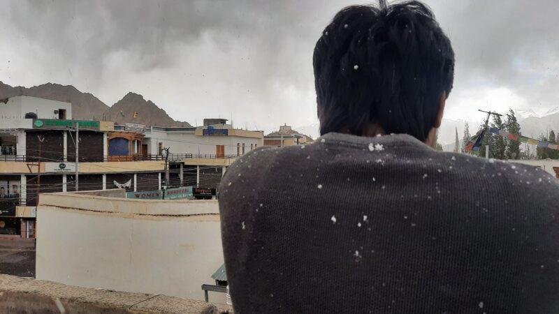 লাদাখে স্নো ফল